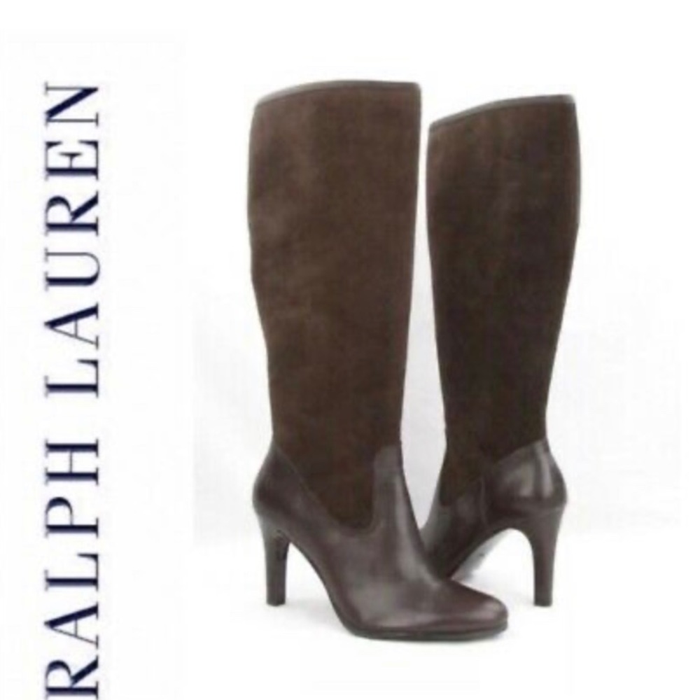 Ralph Lauren Bryce Leather & Suede Knee High Boots